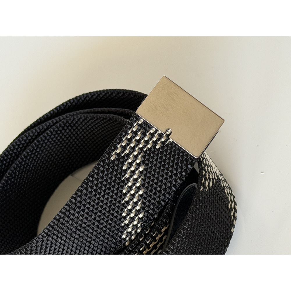 Burberry Silver Metal Buckle Shield Webbing Black Belt 90/36 8087708 IT NWT $490 - Picture 5 of 14